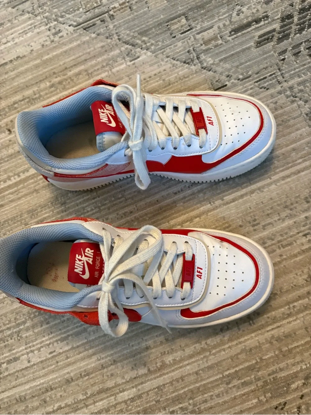 Nike White and Red Low-Top Sneakers